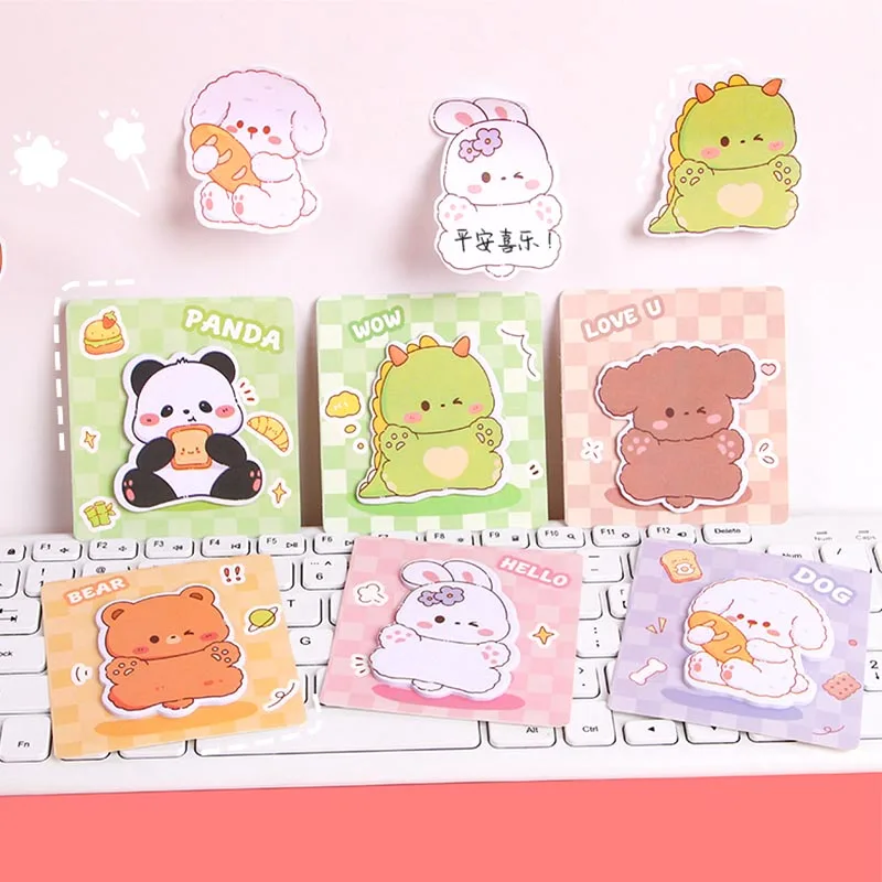 24pcs/lot Cartoon Panda Cat Bear Memo Pad Cute Animal Sticky Note Stationery Notepad Planner Sticker Post Office School Supplies