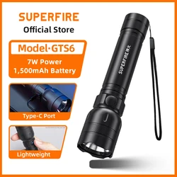 SUPERFIRE GTS6 linterna LED portátil potentes linternas brillantes lámpara de Camping para senderismo al aire libre linterna de autodefensa