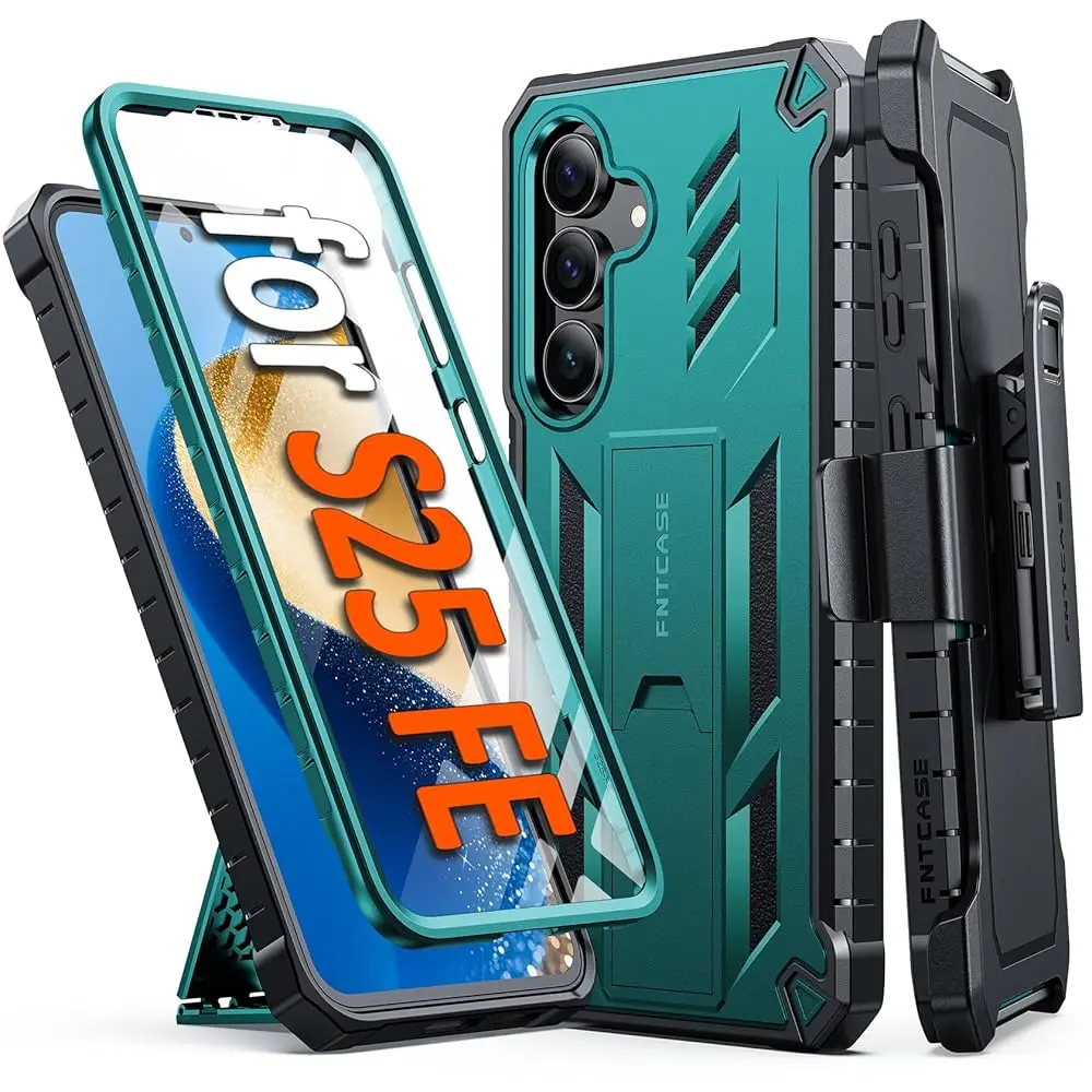 

for Samsung Galaxy S24-FE Case: Military Grade Rugged Cell Phone Cover with Kickstand & Holster | Shockproof TPU Protection