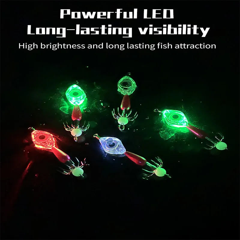 1 PCS Squid Jig Luminous 80mm 5.3g Water-Triggered Bait Light LED Waterproof for Saltwater Freshwater