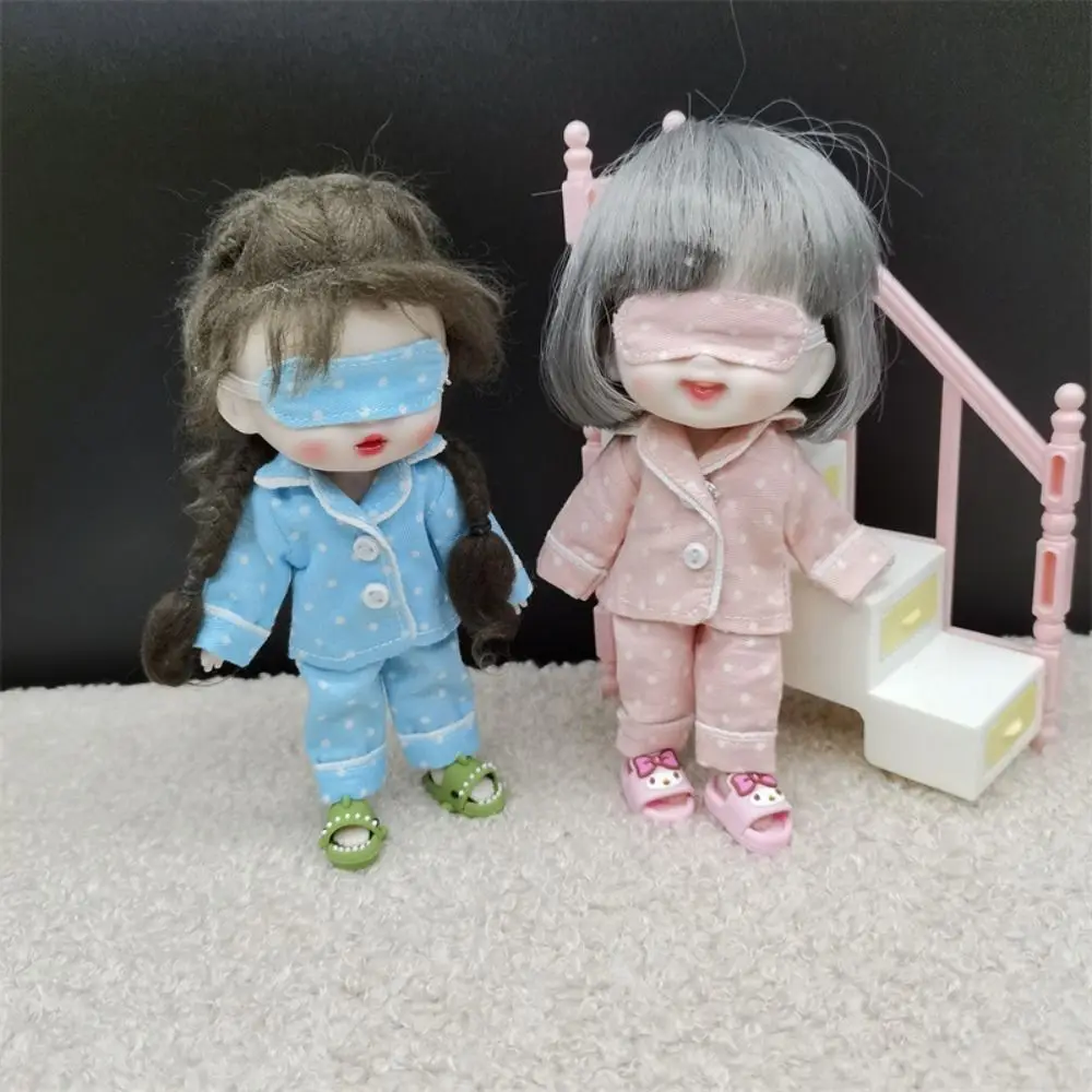 Playing House Shirt Pants Doll Piżama Dress Up Eye Mask Ob11 Sleep Clothes Causal 6 Colors Obitsu 11 Clothes 1/12 BJD Doll