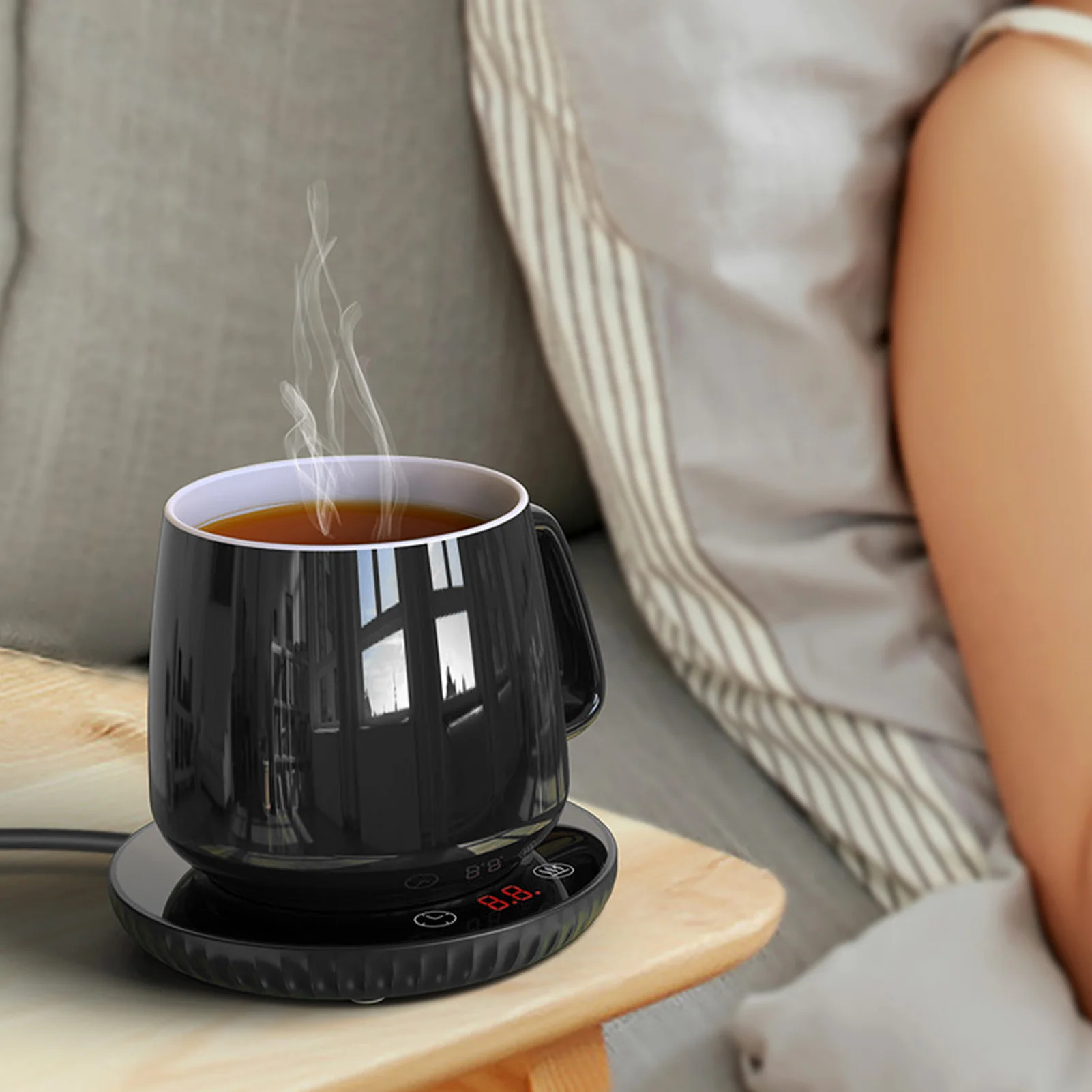 カップウォーマー55 ° C 定温デジタルディスプレイタッチボタン加熱コーヒーウォーマーデスク用ステンレス鋼カップ