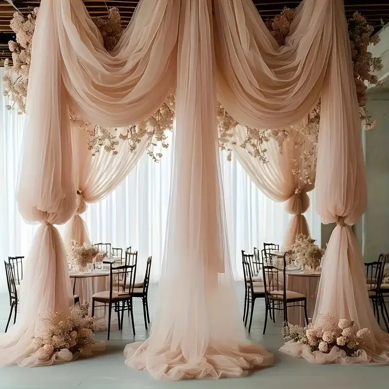 1pc White Wedding Arch Draping Fabric 76X600CM Chiffon Fabric Drape Drapery Sheer Backdrop Reception Swag Wedding Ceremony Decor