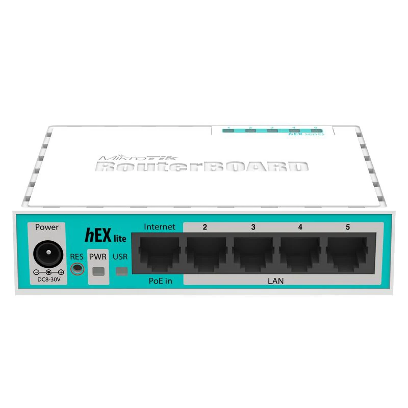 Mikrotik RB750R2 ruterboard hEX Lite 5 portów Router 5x1 0/100 PoE RouterOS L4 CPU 850MHz 100Mbps