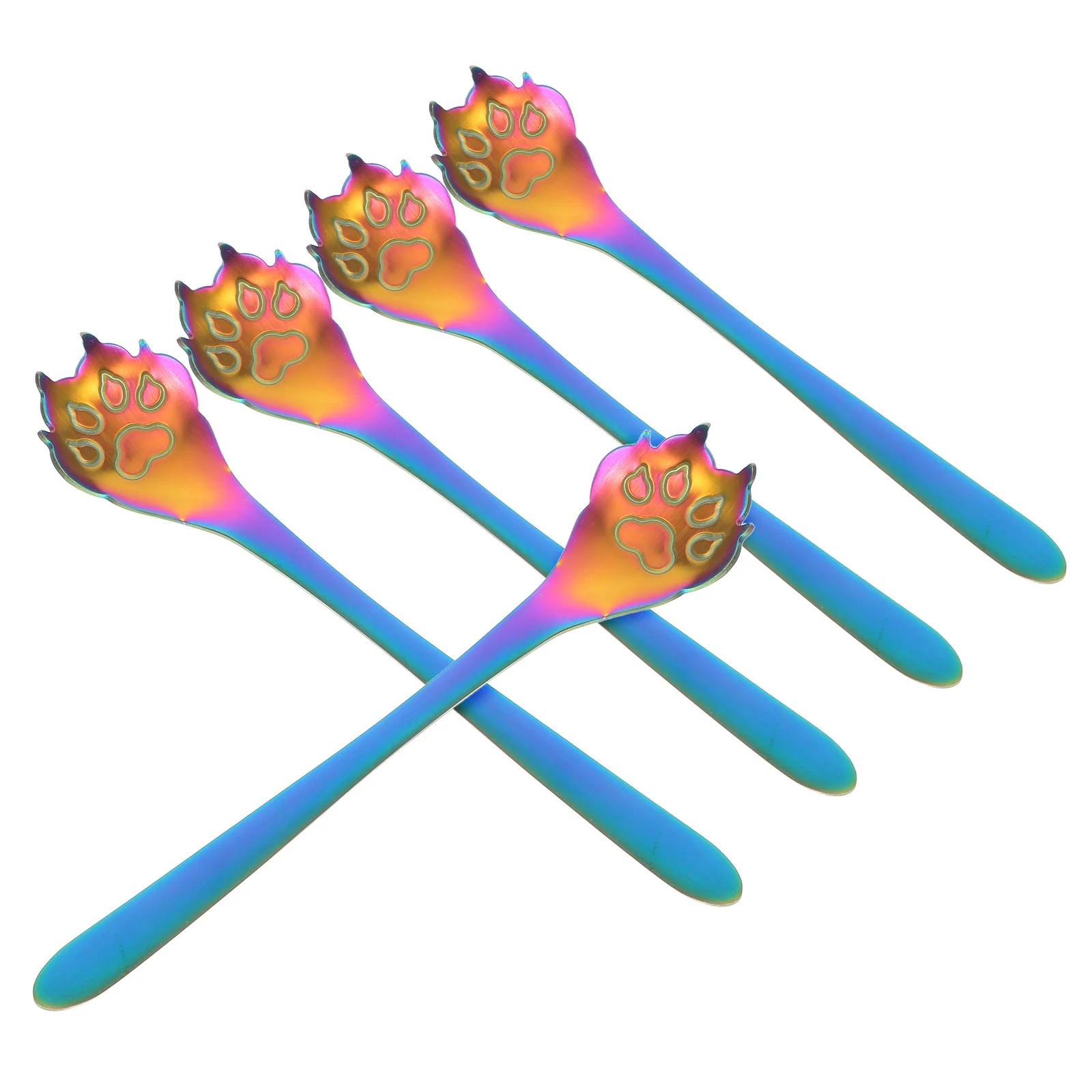 

5Pcs Thoughtful Present Paw Shaped Stainless Steel Spoon Comfortable Grip for Coffee Tea Dessert Coffee Spoon Small Spoons