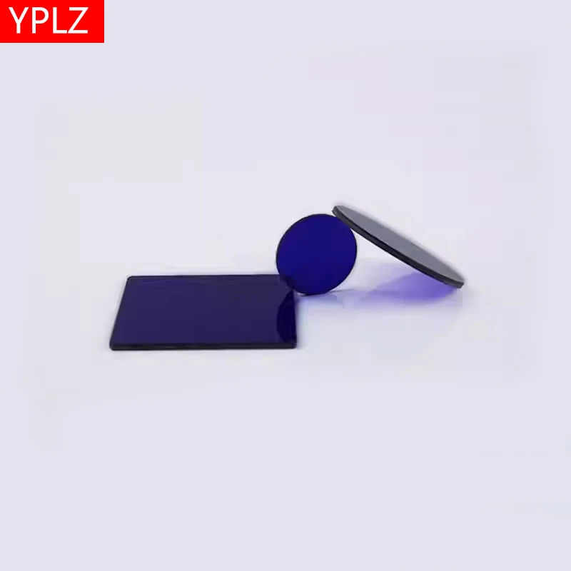 Colored light blue glass passes through 405nm blue light filter and transmits blue light band