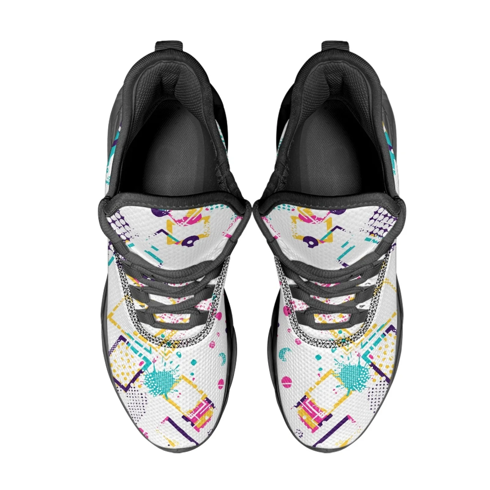 PENSTROLL Geometric Splash Athletic Trainer Mesh Sneakers for Men Breathable Men's Trail Running Shoes