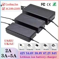 42V 54.6V 58.8V 67.2V 84V 2A 3A 5A Lithium Battery Charger 100-240V For10S 13S 14S 16S 20S 36V 48V 52V 60V 72V Cell Fast charger