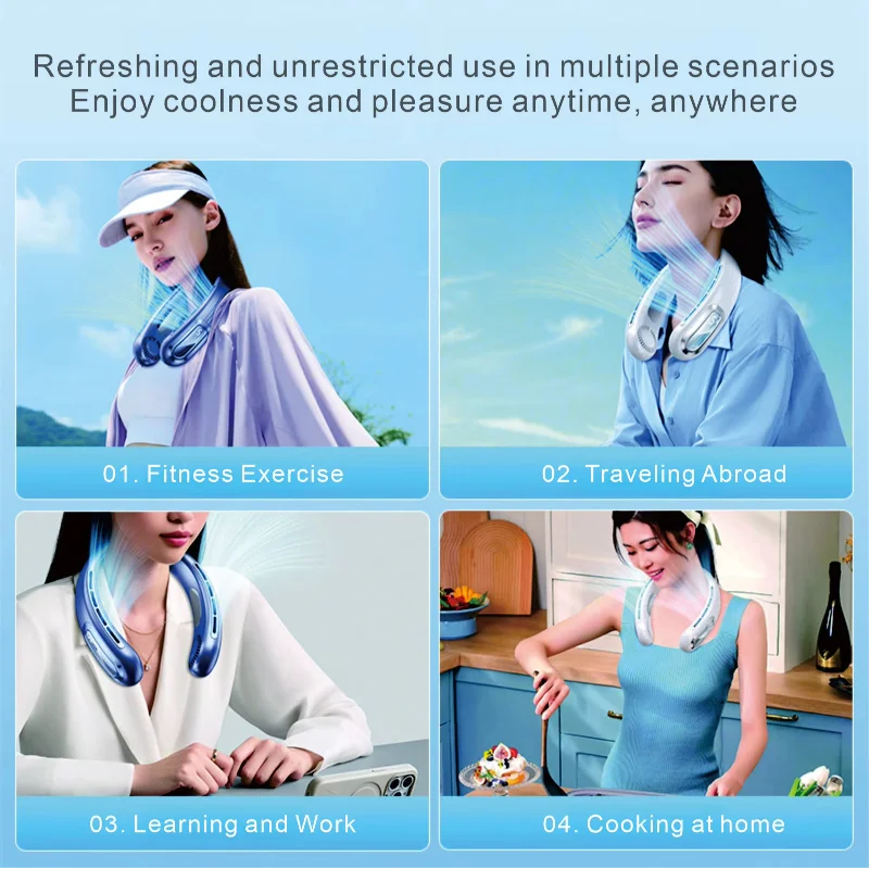 Xiaomi Portable Neck Fan USB Rechargeable Hands-Free 3 Speeds Quiet Cool for Outdoor Office Travel Summer Sale Free Shipping New