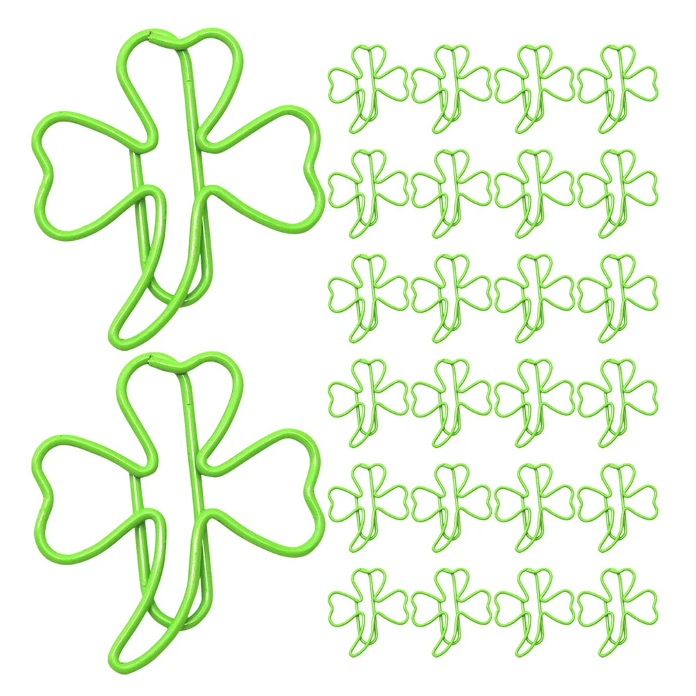 

40pcs Clover Bookmark Green Design Creative Shape Dual Function Unique Office Supplies Student Teacher Accessories File Clamps