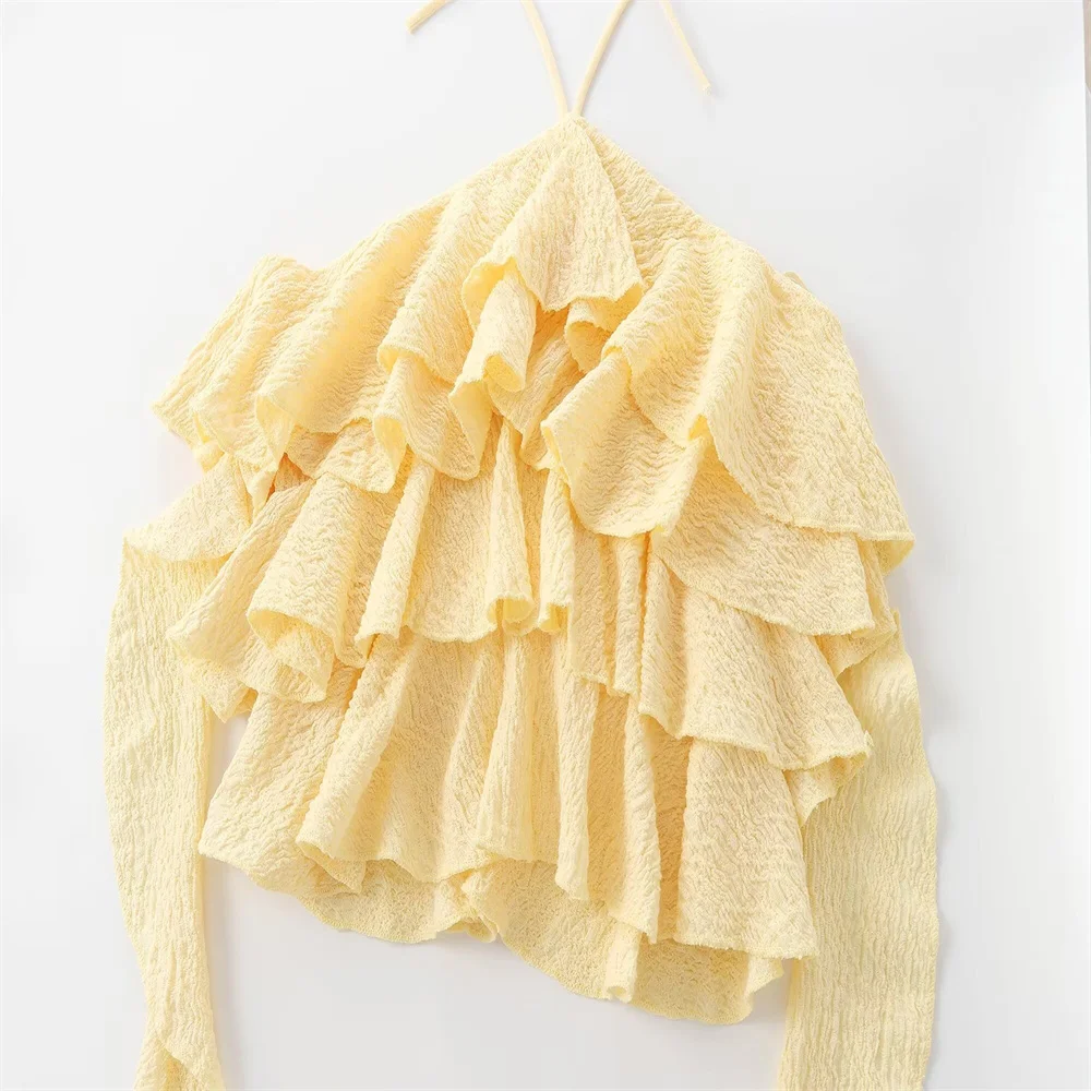 Kar & Otza 2024 nuova estate donna versatile decorazione a strati appeso collo collare gilet, canotta corta top