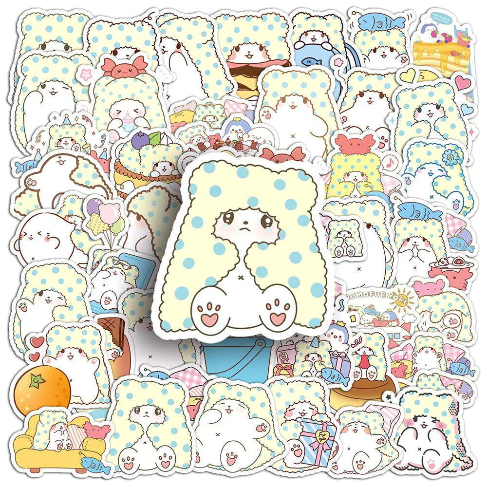 

10/30/51pcs Marumofubiyori Moppu Sanrio Anime Stickers Cute Cartoon White Bear Kids Sticker Toys for Phone Notebook Water Bottle