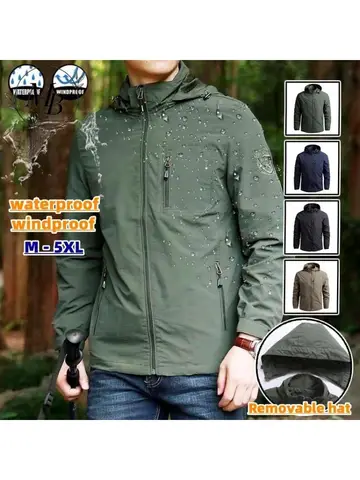 Giacca impermeabile da esterno da uomo primaverile Plus Size giacca a vento cappotto antipioggia traspirante pesca campeggio giacche tattiche abbigliamento maschile