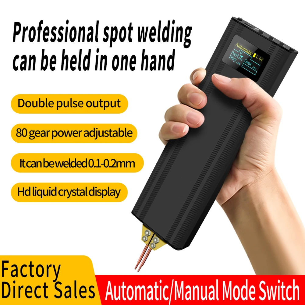 Handheld Spot Welding Machine Nickel Sheet 80 Gear Adjustable Electric Welding  LCD Screen Display for 18650 Lithium Battery