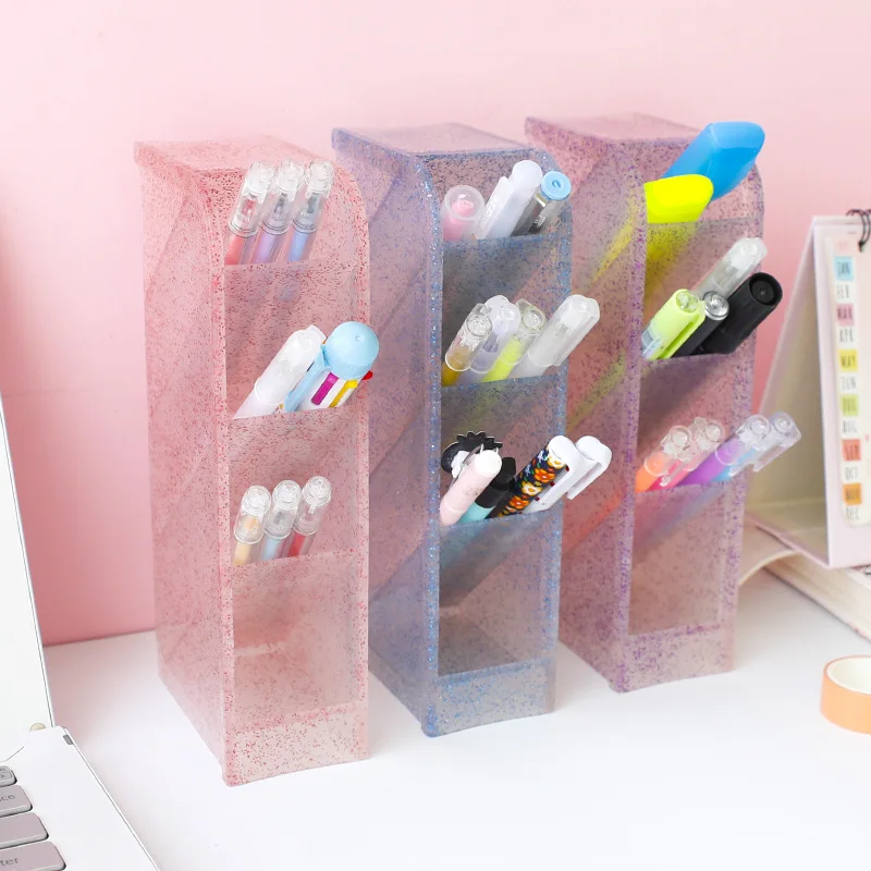 

Kawaii Large Capacity Desk Pen Holder Pencil Makeup Storage Box Desktop Organizer Stand Case Office Accessories Stationery store