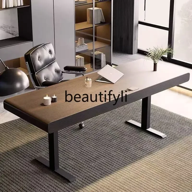 

Intelligent electric lifting solid wood desk workbench living room desk rounded corner computer desk9344