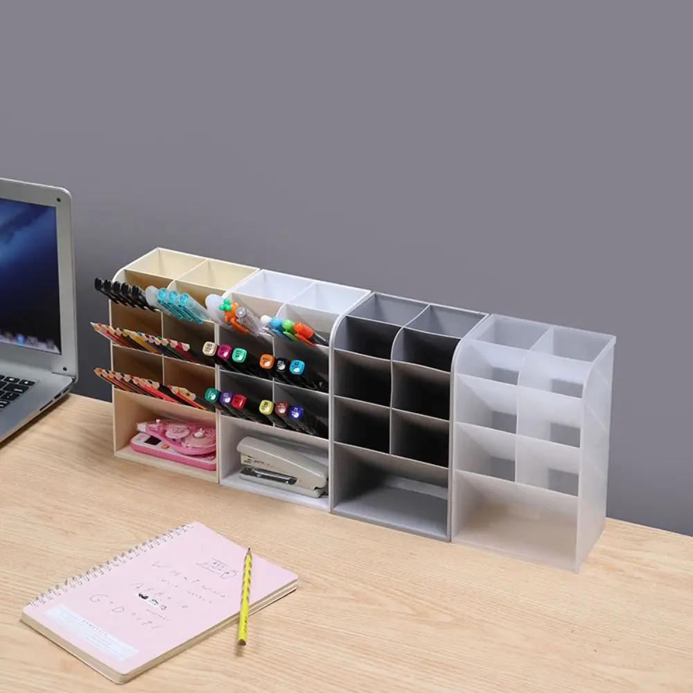 9/13 Grids Desktop Storage Box Oblique Insertion Large Capacity Oblique Pen Holder Solid Color Space-saving