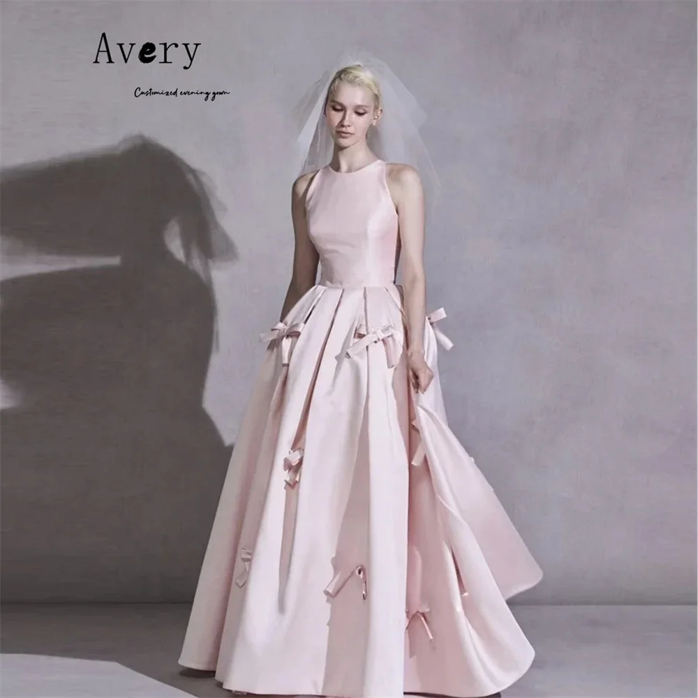 

Avery Custom Pink A-line Round Neck Sleeveless Evening Dresses Woman Elegant Woman Dress Luxury Party Dresses D/party Women's