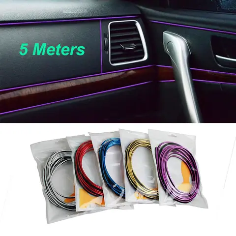 5 Meters Universal Car Moulding Decoration Flexible Strips 5M Interior Auto Mouldings Car Cover Trim Dashboard Door Accessories