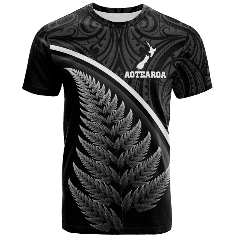 Fashion 3D Printing New Zealand Maori with Silver Fern T-Shirt Men Maori Graphic T-Shirt Clothing T-Shirt