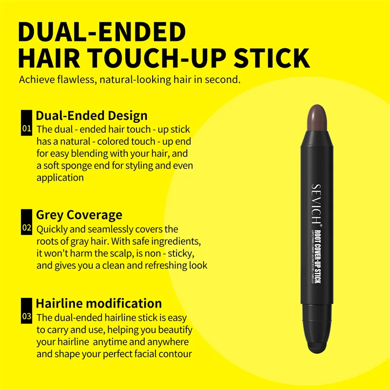 قلم صبغ الشعر لمرة واحدة من سيفيش، تغطية جذور رمادية فورية، كريم لون الشعر، غطاء مؤقت سريع، شعر أبيض قابل للغسل #6
