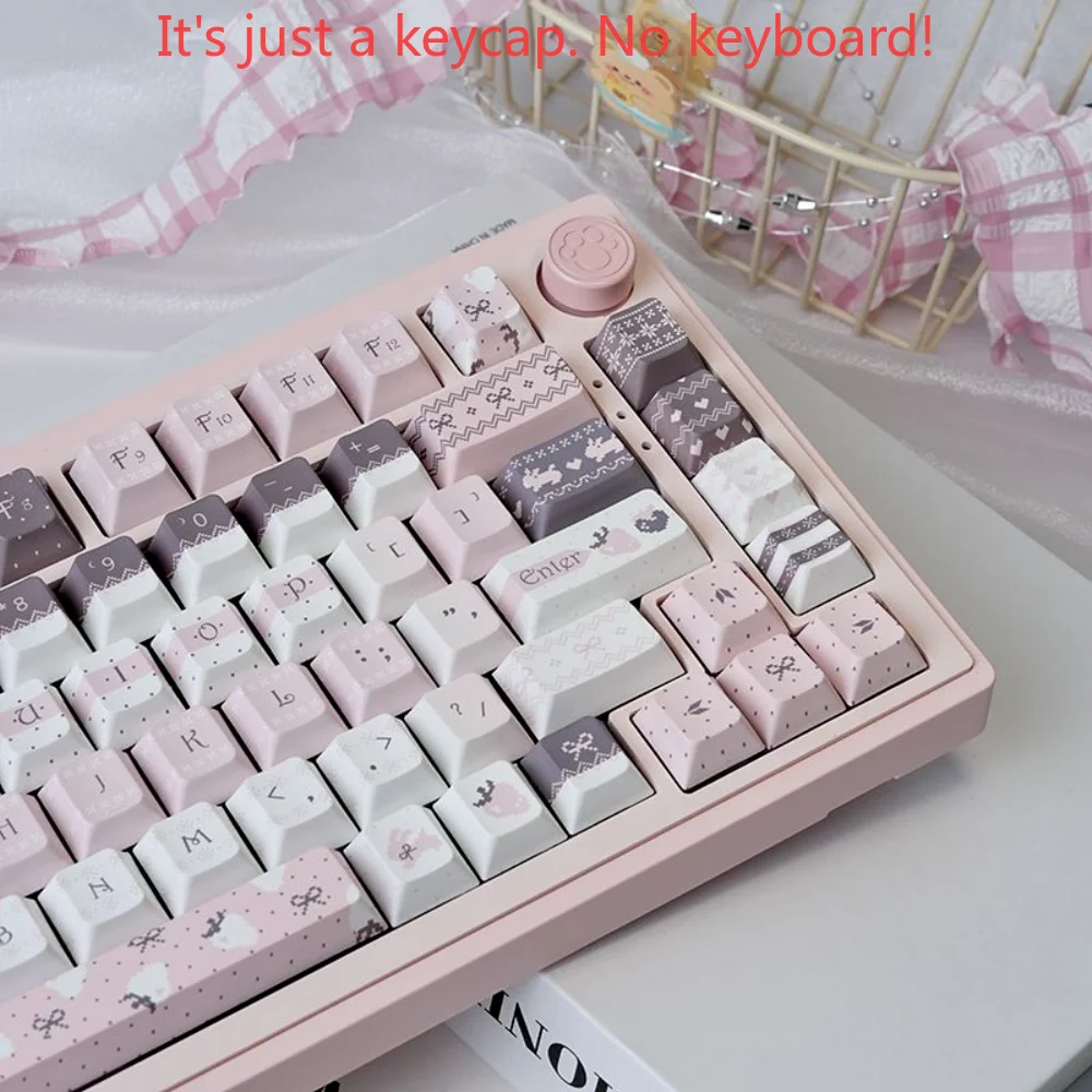 Strawberry Bunny Maiden Keycap Set 129 Keys Cherry Personalized Keycaps for 60/70/104 Mechanical Keyboard Replacement Caps