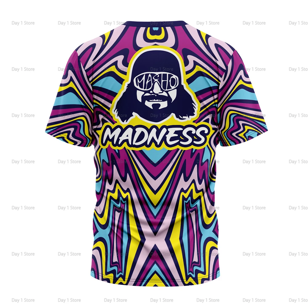 مفتول العضلات رجل كريم المحاصيل راندي سافاج تي شيرت للرجال ثلاثية الأبعاد الرياضة سريعة الجافة قصيرة الأكمام المحملة اليومية عادية المتضخم تي شيرت