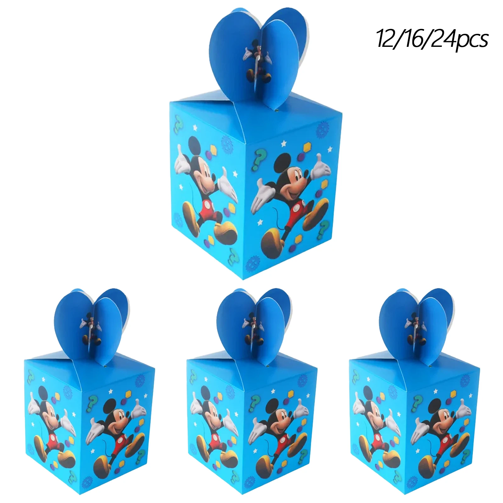 Cajas de Dulces y Palomitas de Maíz con Temática de Mickey Mouse, 12/16/24 Piezas, Decoración para Fiestas de Cumpleaños Infantiles y Baby Shower