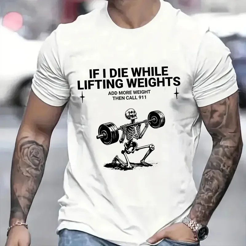 Men's Funny Weightlifting Gym Workout T-Shirt Short Sleeve Fitness Exercise Tee Shirt Homme Clothing