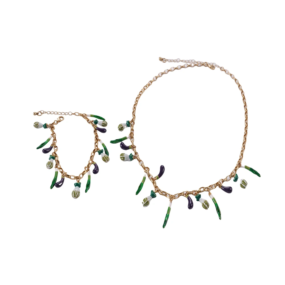 

Vegetable Pendant Necklace Bracelet Set 2025 New Bohemian Style Adjustable Necklace Accessories For Any Occasion