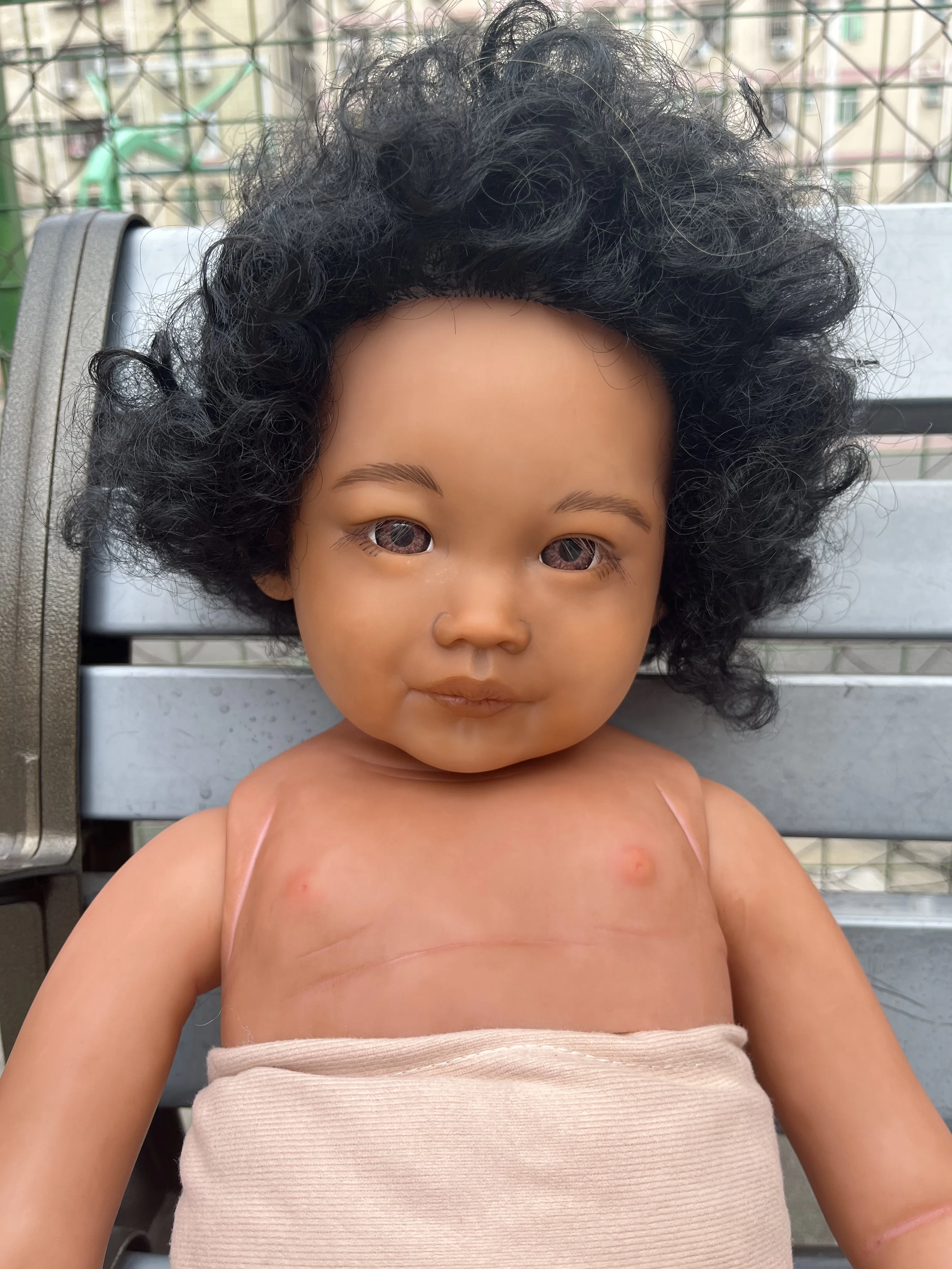 FBBD Customized Limited 32inch Reborn Leonie  Dark Skin with Hand-Rooted Hair Painted Kit DIY Part Real Photos Christmas Gift