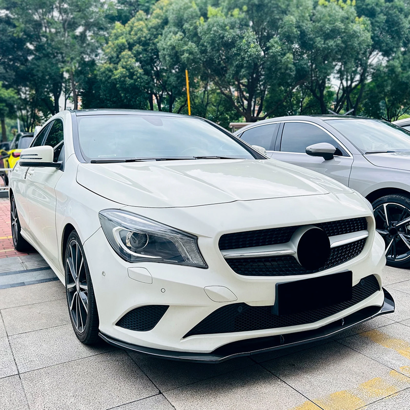 For Mercedes Benz CLA Class C117 2013-2015 Standard Models Front Bumper Spoiler Lip Carbon Fiber Look/Gloss Black Splitter Blade