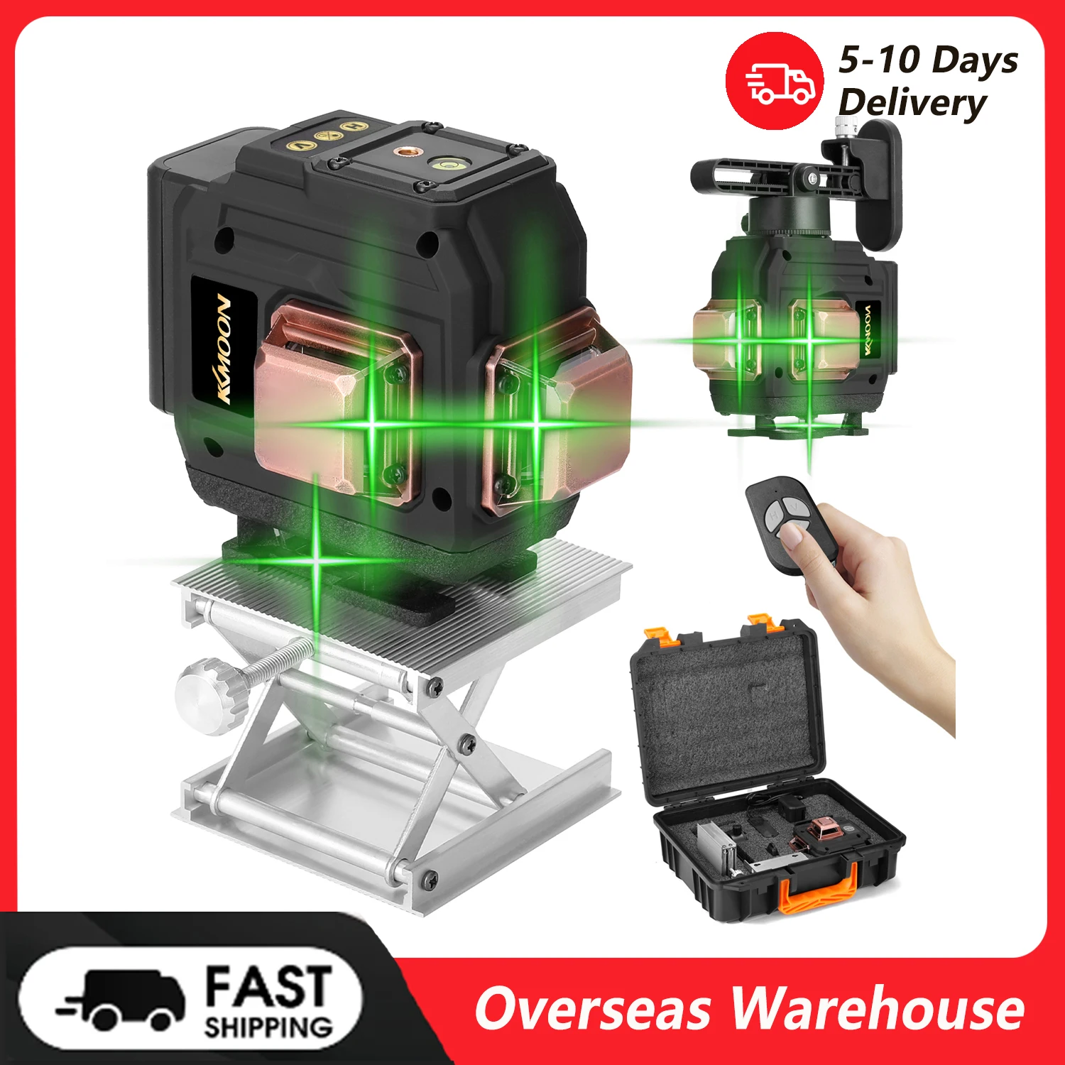 12/16 Lines 4D Laser Level Level Self-Leveling 360 Horizontal Vertical Cross Super Powerful Green Laser Level, Indoors Outdoors