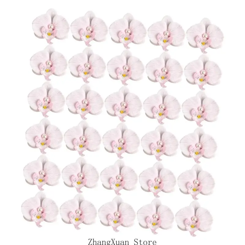 30 Stück realistische Blumendekoration mit Perlen verziert für Haarstylings 3XUF – Detail 7