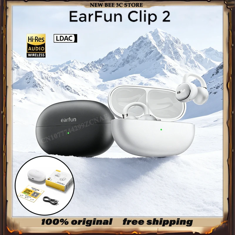 

Hot Sales Earfun Clip 2 Open Ear Clip Wireless Sport Bluetooth Earbuds Ai Translation Upgrade 12Mm Wide Driver Ip55 Sweatproof