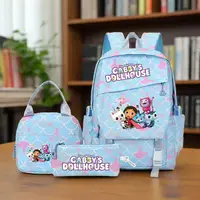3 unids/set casa de muñecas Gabby mochila colorida con bolsa de almuerzo para niña niño estudiante adolescente mochila mujeres Casual mochilas escolares conjunto