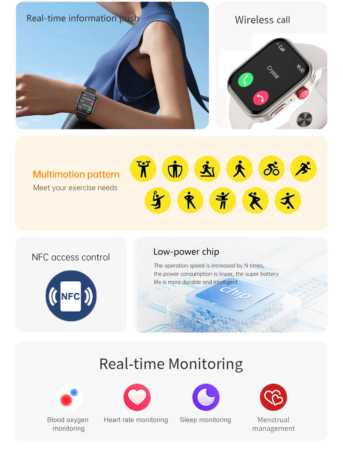 LIGE Ultra Smart Watch 3 Armbänder für Männer und Frauen, AMOLED, Herzfrequenz, Bluetooth, Anruf, Sport, Fitness, wasserdicht, Smartwatch für iOS und Android – Detail 3