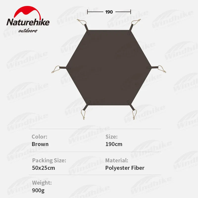 Naturehike Ranch Pyramid Camping Tent Floor Mat Polyester Fiber 3-4 Persons Moisture-Proof Hexagonal Ground Pad - NH20ZP013