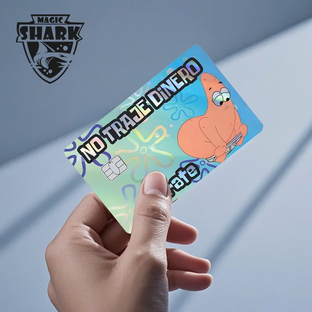 Kawaii سبونجبوب باتريك ستارز ثلاثية الأبعاد الجلد الليزر تسلق ملصق غطاء الفيلم لبطاقة بنك الائتمان الخصم لا تتلاشى