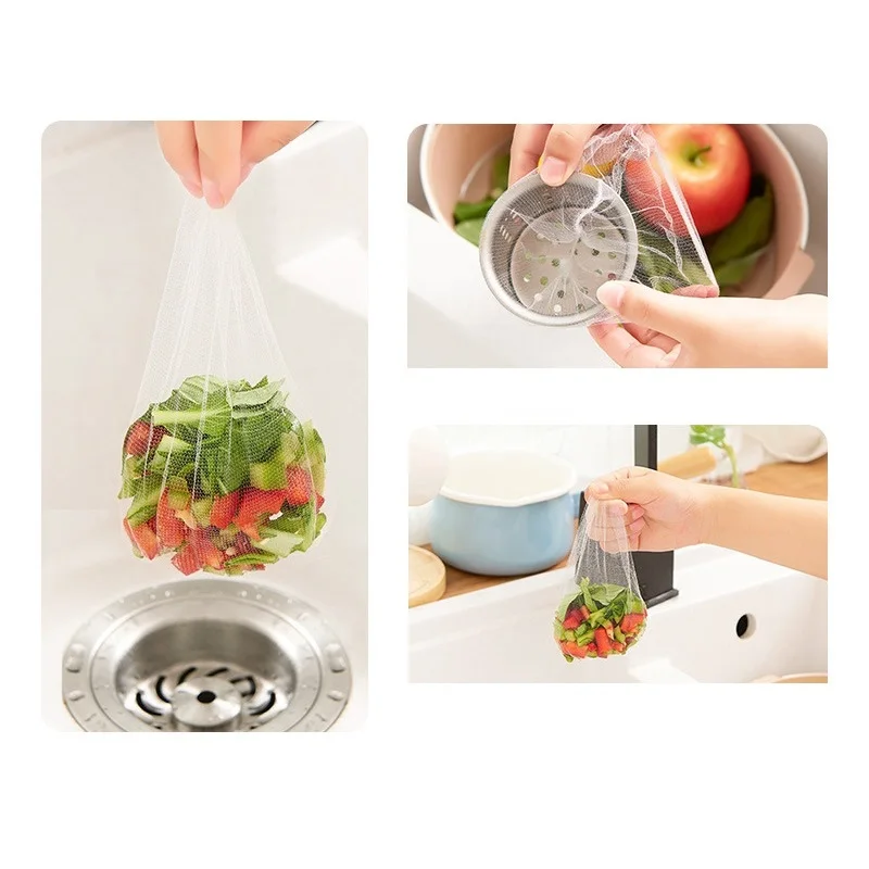 100/200pcs Fine-Mesh Sink Filter Kitchen Disposable Sewer Garbage Mesh Bag Anti-clogging Strainer Drain Hole Anti-blocking