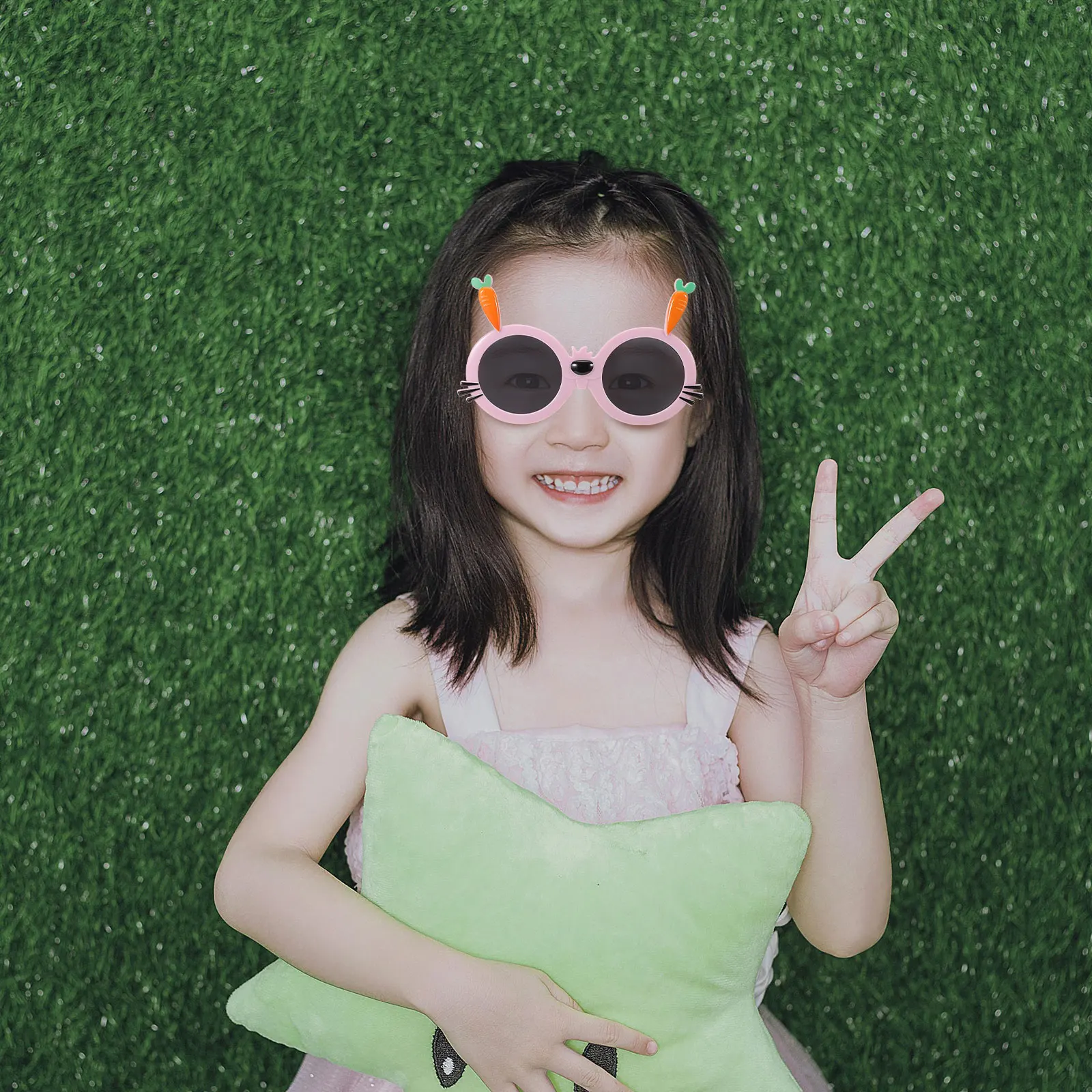 

Children Sunglasses Kids Radish Rabbit Tinted Eyewear Purple Gray Lenses UV Protection Lightweight Durable Cartoon Design