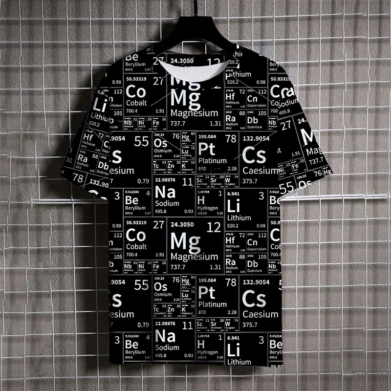 

3D Printed Math Formula T-Shirt For Men Experiment Pattern T Shirts Summer Casual Short Sleeves Round Neck Tops Trend Loose Tees