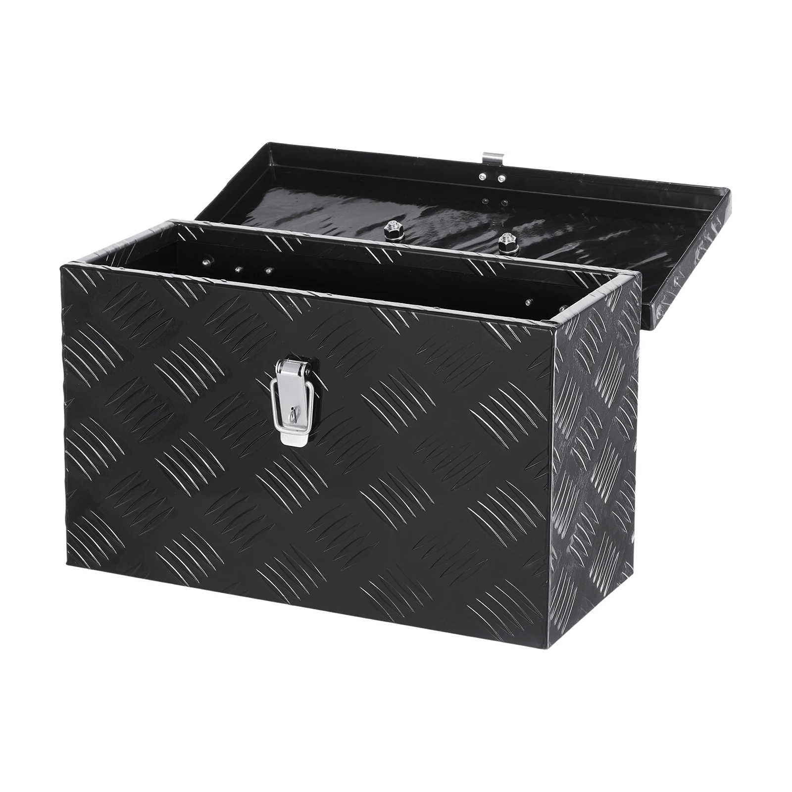 SucceBuy Heavy Duty Aluminum Truck Bed Tool Box, Stripes Plated Tool Box with Handle Storage Toolbox Chest Organizer for Trailer