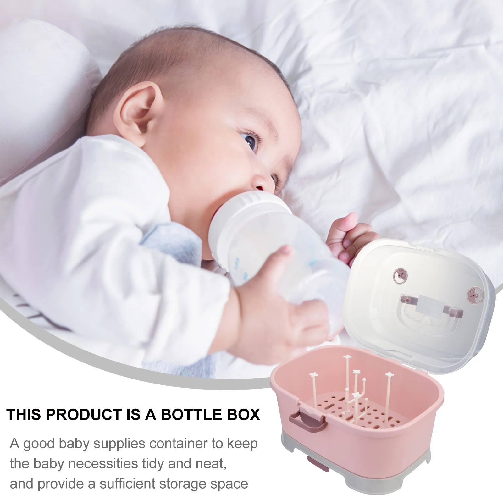 

1Pcs Baby Bottle Storage Box Premium PP Material Portable Milk Bottle Container for Travel Home Use Drying Rack Organizer with
