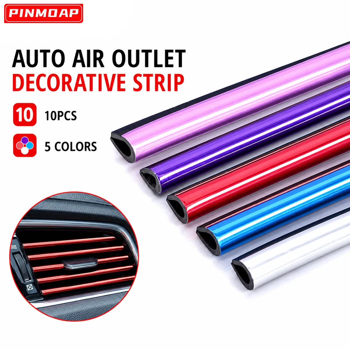 10pcs Car Vent Decorative Strips Universal Motors Interior Styling Accessories Available In Five Colors For Easy Installation