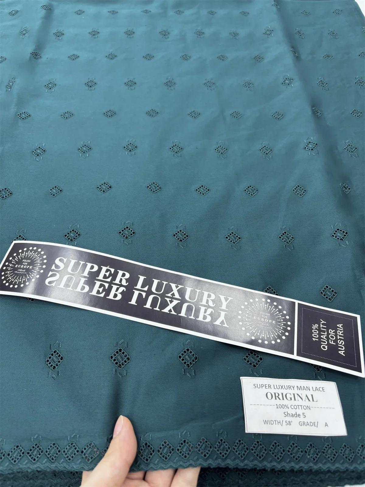 

5 Yards Nigerian 100% Cotton Polish Satin Embroidery Fabric High Quality Swiss Voile Lace Material For Men Dubai Style 15A55