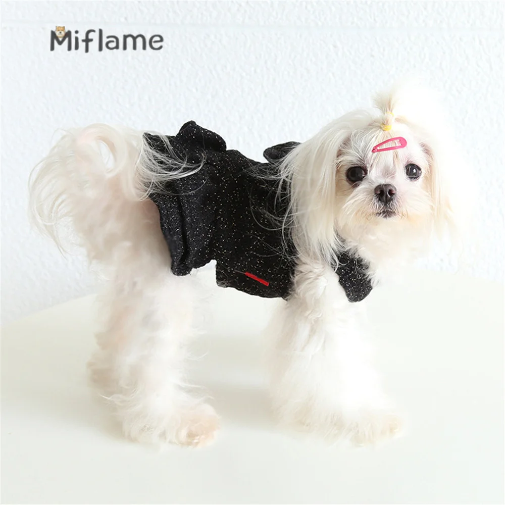 Miflame 2022 New Autumn Winter Pet Clothes with Sheep Plush Strap Skirt Maltese Yorkies Schnauzer Solid Color Cat Dog Clothing