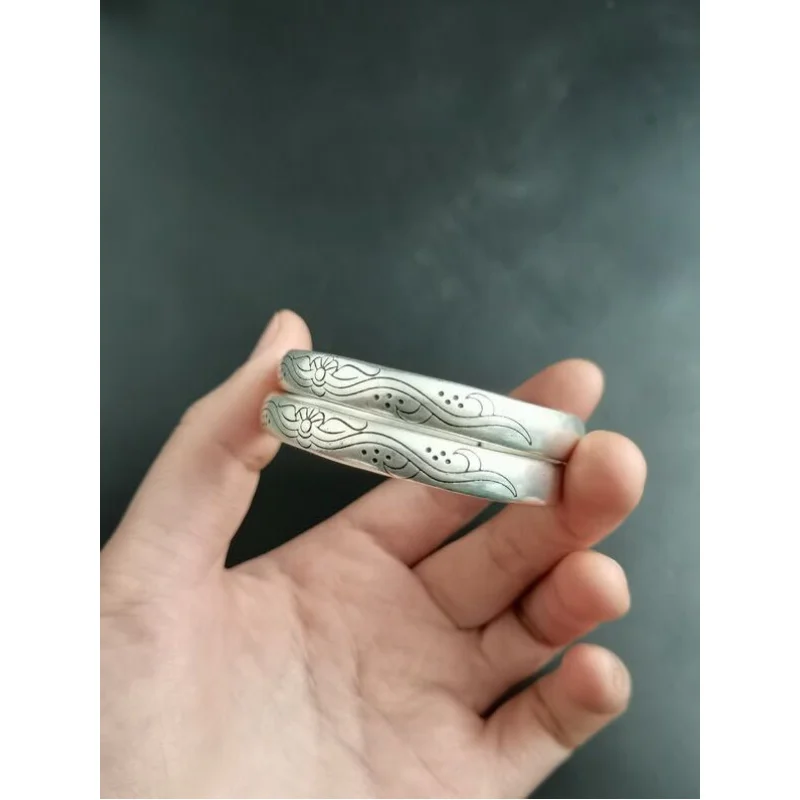 

Tibetan Miao Open-Ended Carved Silver Bracelet