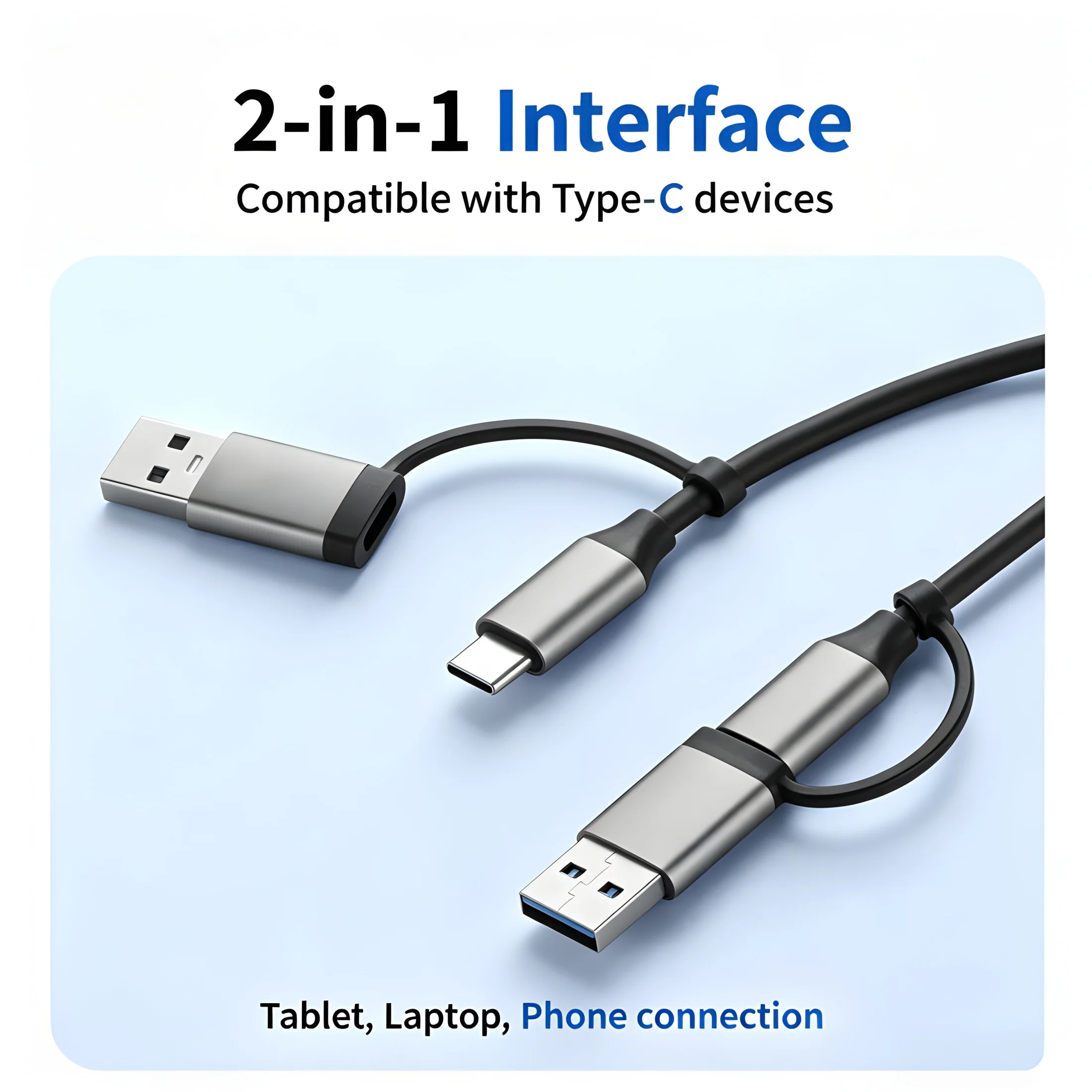High-Speed USB 3.0 7-in-1 Multiport Adapter Hub with Type-C Dual Interface for Notebook Tablet Mobile Phone Data Transfer