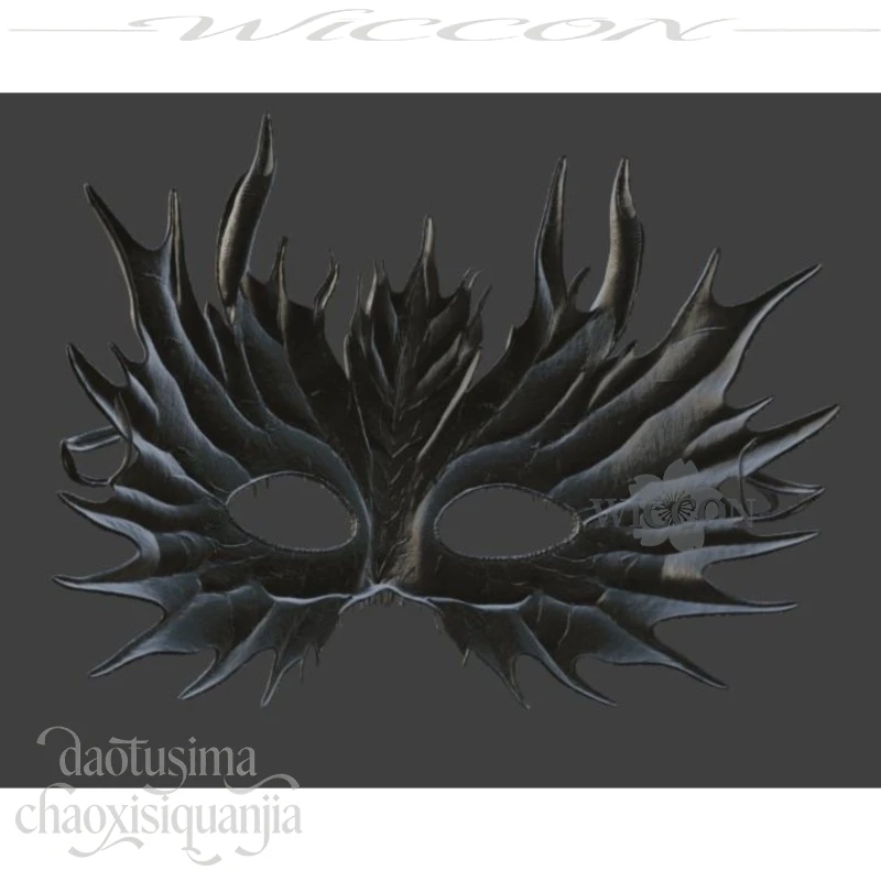 Anime Game Cosplay Prop Black Dragonscale 3D PLA Mask for Horror Halloween Party and Masquerade Roleplay